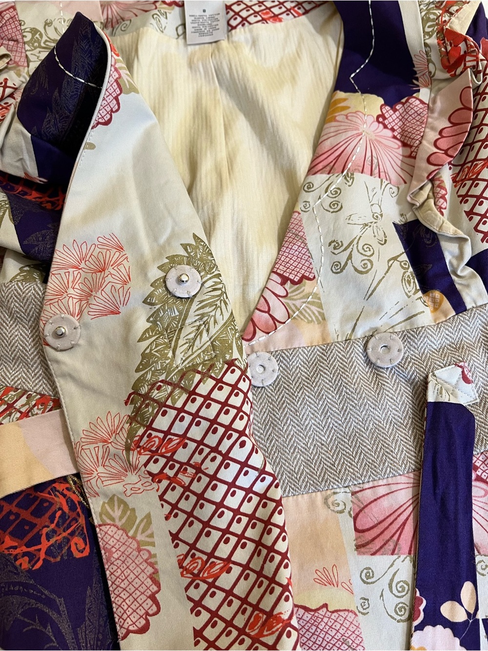 Anthropologie elevenses Floral Patchwork Wrap Blazer in Purple & Cream 8 - Picture 12 of 16